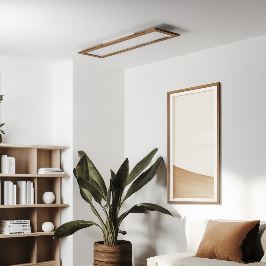 Brilagi - Plafoniera LED dimmerabile SLIMFRAME WOOD LED/58W/230V 124x33,7 cm 3000-6000K marrone + telecomando