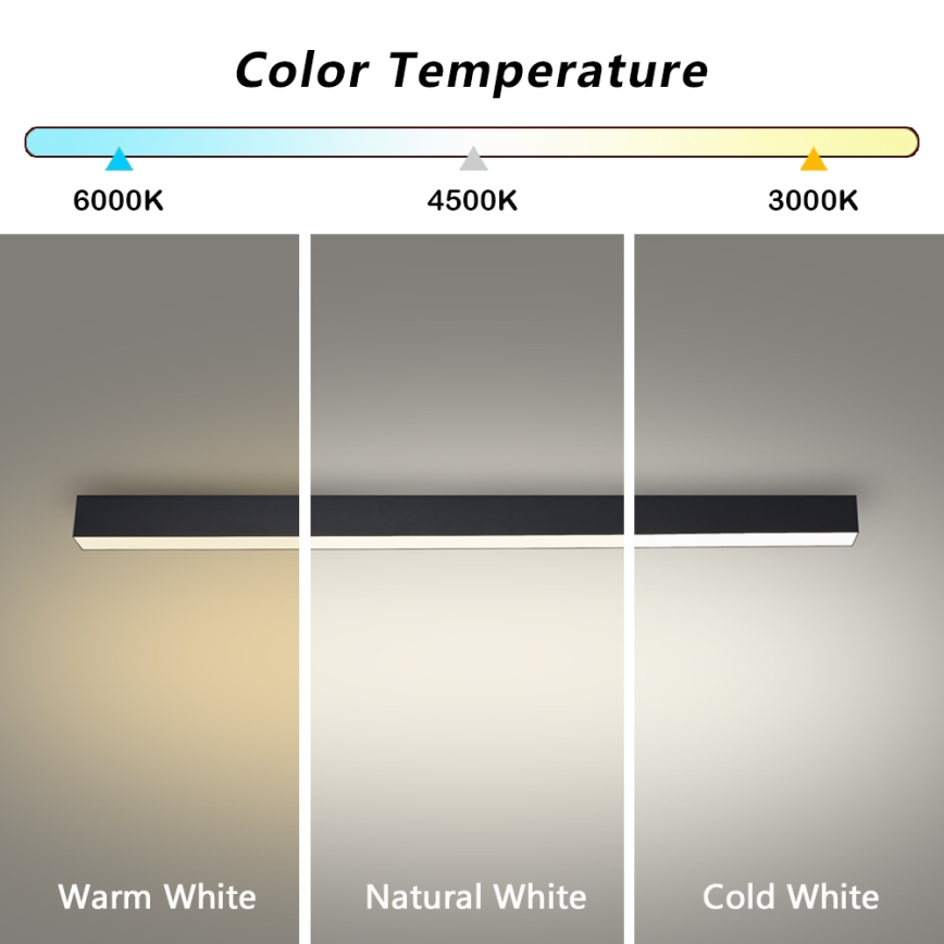 Brilagi - Plafoniera da bagno LED SLEEKLINE LED/40W/230V 3000/4500/6000K nera IP44