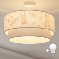 Brilagi - Plafoniera a LED per bambini BOBO 1xE27/60W/230V Ø 40 cm crema/grigio/coniglietti