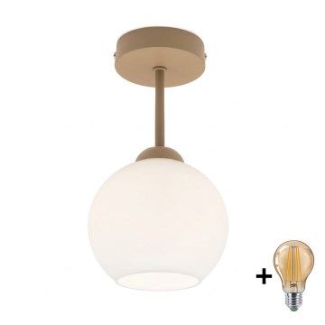 BRILAGI - Plafoniera a LED RETRO GLASS 1xE27/60W/230V Ø 15 cm beige/bianco