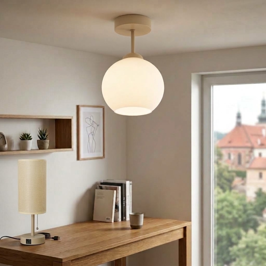 BRILAGI - Plafoniera a LED RETRO GLASS 1xE27/60W/230V Ø 15 cm beige/bianco