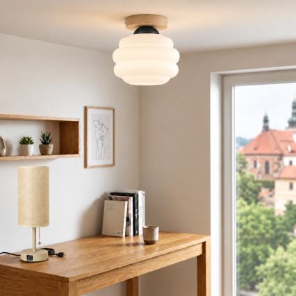BRILAGI - Plafoniera a LED RETRO GLASS 1xE27/60W/230V Ø 20 cm rovere/bianco
