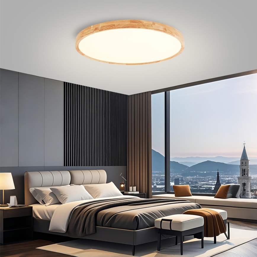 Brilagi - Plafoniera LED WOODROUND LED/70W/230V 3000/4000/6000 K Ø 80 cm, in legno, CRI 90