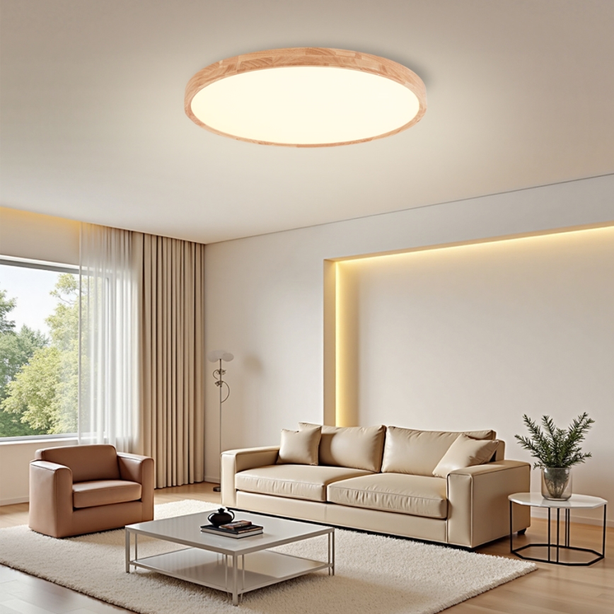Brilagi - Plafoniera LED WOODROUND LED/70W/230V 3000/4000/6000 K Ø 80 cm, in legno, CRI 90