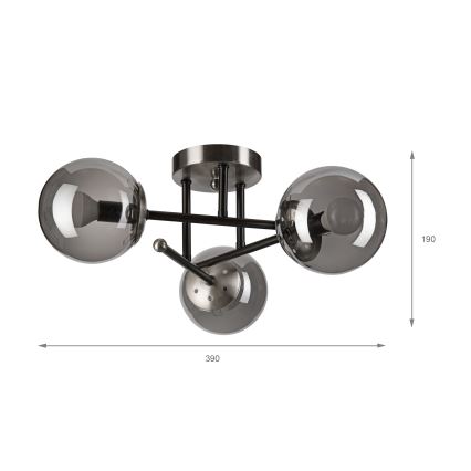 Brilagi - Plafoniera a montaggio superficiale MALIVA 3xE14/15W/230V cromo opaco/fumé