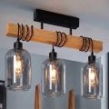 Brilagi - Plafoniera a montaggio superficiale WOOD GLASS 3xE27/60W/230V pino/nero/grigio fumé