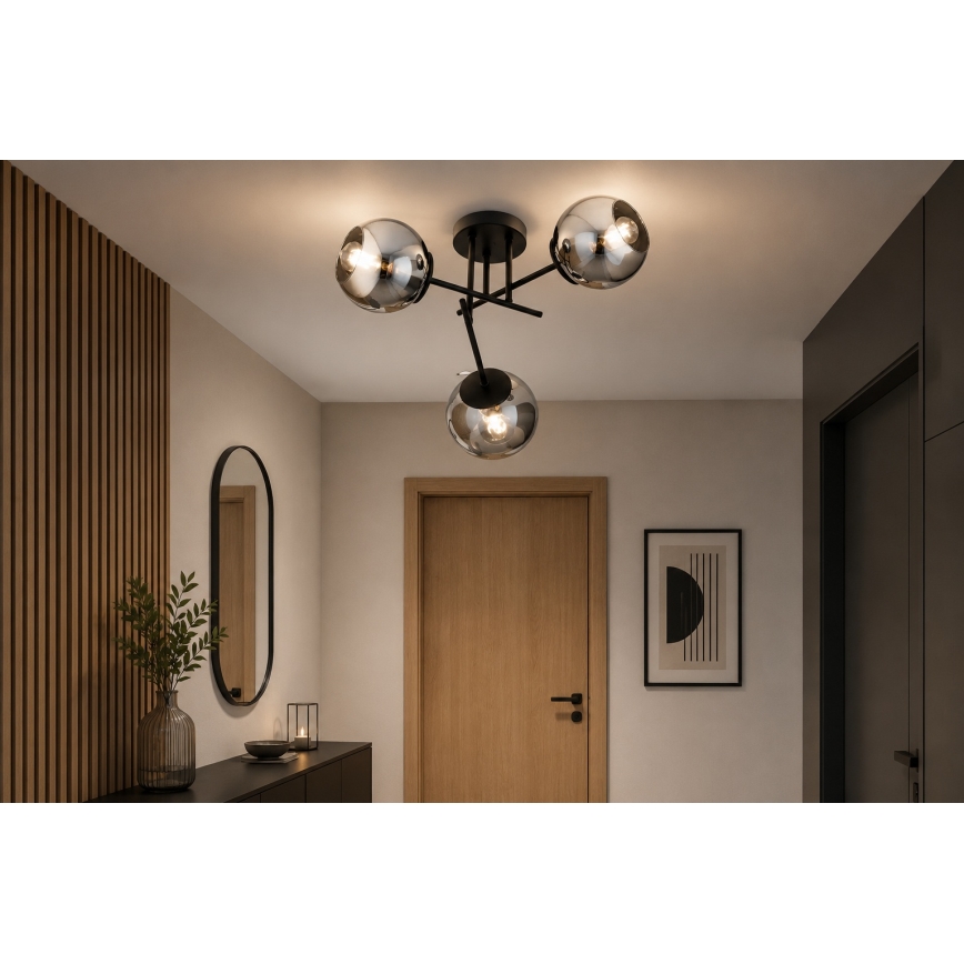 BRILAGI - Plafoniera a soffitto DIOR 3xE27/60W/230V nero/grigio fumé