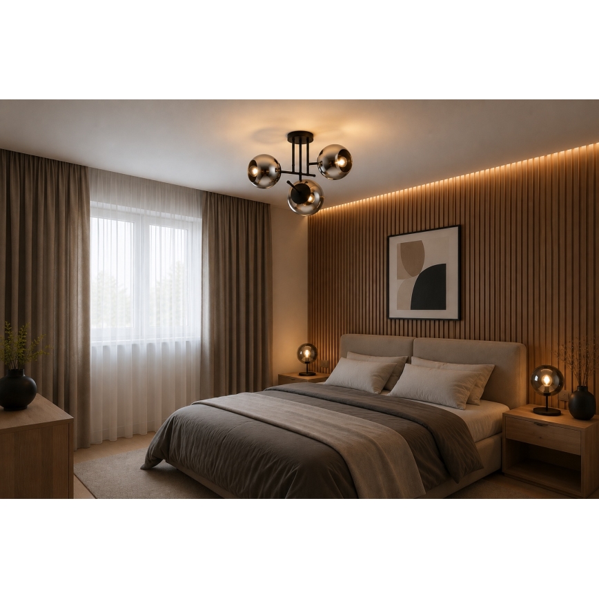 BRILAGI - Plafoniera a soffitto DIOR 3xE27/60W/230V nero/grigio fumé