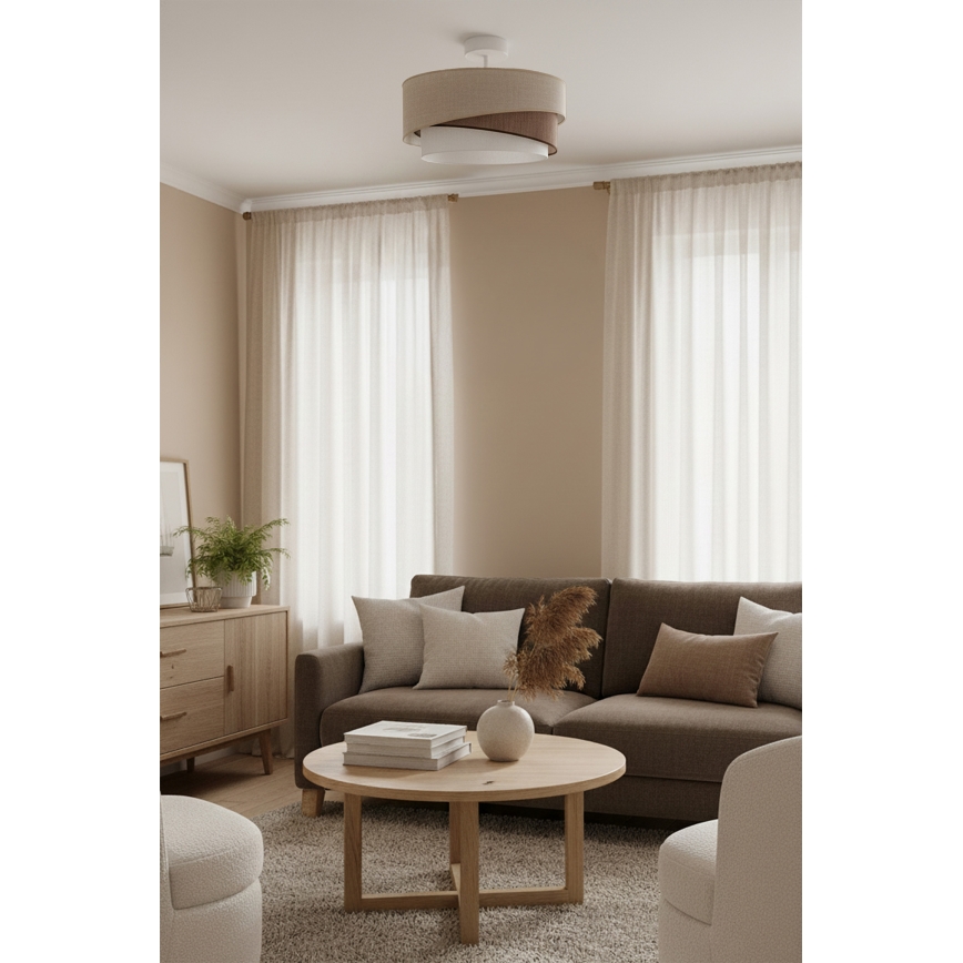Brilagi - Plafoniera ARROW 1xE27/60W/230V Ø 45 cm beige/marrone/bianco