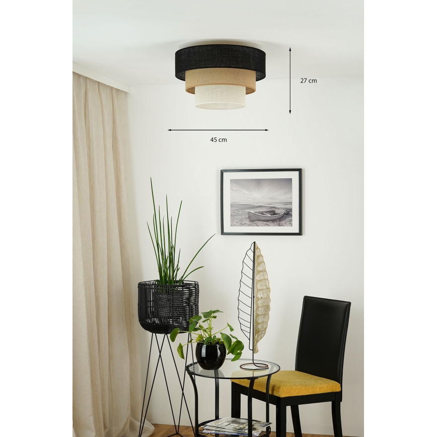 Brilagi - Plafoniera ASPEN LUNETA 1xE27/15W/230V diametro 45 cm nero/beige/color crema