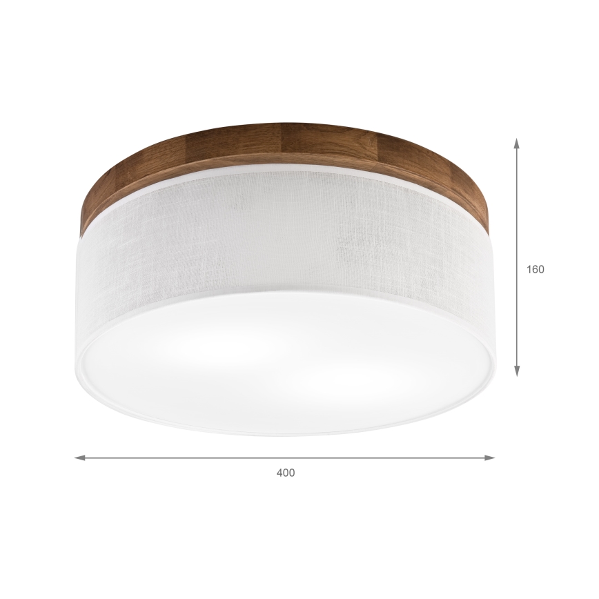 Brilagi - Plafoniera BELLADONNA 2xE27/15W/230V diametro 40 cm bianco/quercia ciliegio