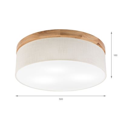 Brilagi - Plafoniera BELLADONNA 3xE27/15W/230V diametro 50 cm color crema/quercia