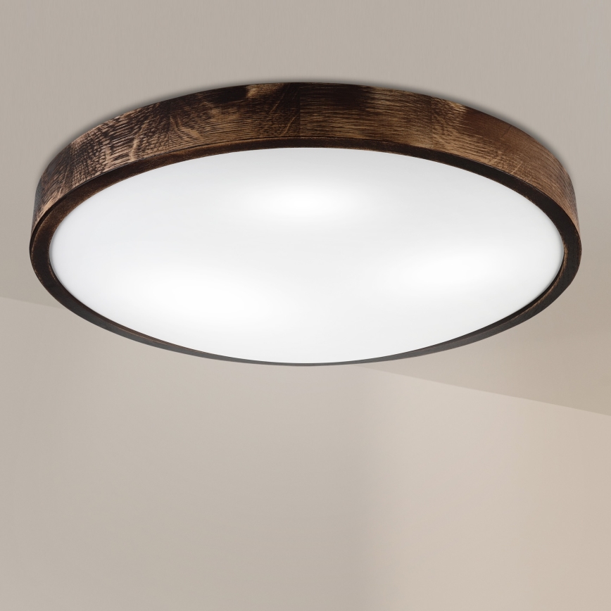Brilagi - Plafoniera CARVALHO SLIM SMOKEY 3xE27/60W/230V rovere, diam. 47,5 cm