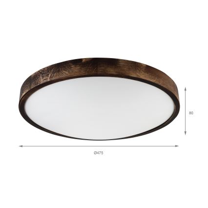 Brilagi - Plafoniera CARVALHO SMOKEY 3xE27/60W/230V rovere Ø 47,5 cm
