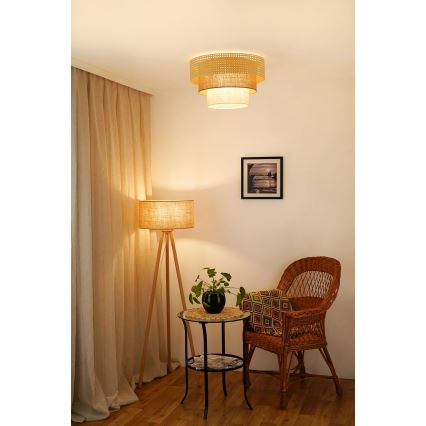 Brilagi - Plafoniera CEDAR LUNETA 1xE27/15W/230V diametro 45 cm beige/marrone/color crema