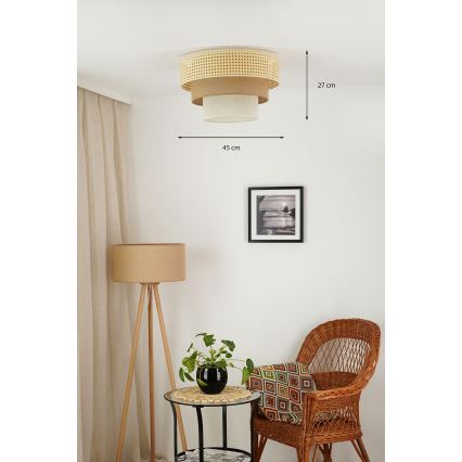 Brilagi - Plafoniera CEDAR LUNETA 1xE27/15W/230V diametro 45 cm beige/marrone/color crema