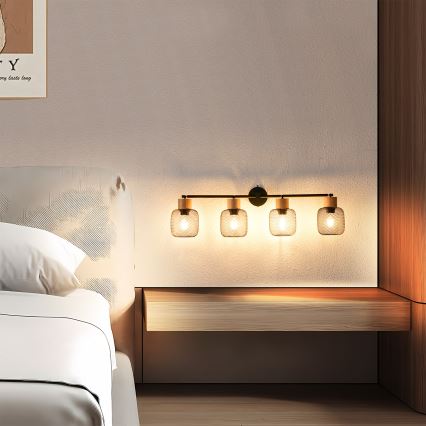 Brilagi - Plafoniera con 4 faretti BASKLITE 4xE27/15W/230V legno/nero