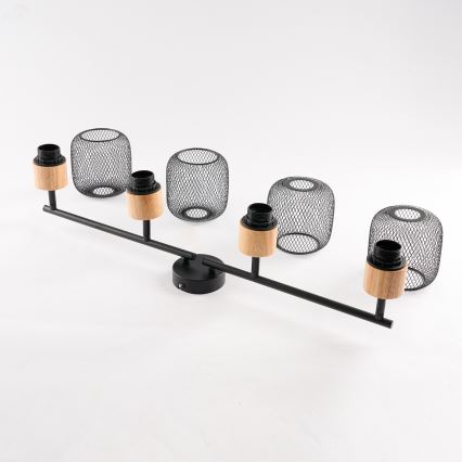 Brilagi - Plafoniera con 4 faretti BASKLITE 4xE27/15W/230V legno/nero