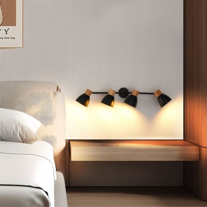 Brilagi - Plafoniera con 4 faretti ODENSE 4xE14/10W/230V in legno di caucciù/nero