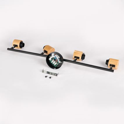 Brilagi - Plafoniera con 4 faretti ODENSE 4xE14/10W/230V in legno di caucciù/nero