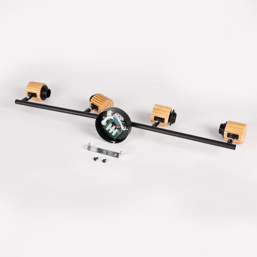 Brilagi - Plafoniera con 4 faretti ODENSE 4xE14/10W/230V in legno di caucciù/nero