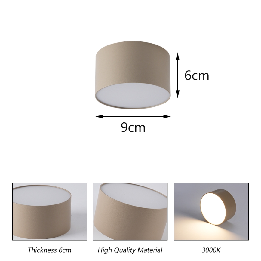 Brilagi - Plafoniera da bagno a LED FORIS LED/9W/230V Ø 9 cm beige IP44 CRI 90