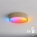 BRILAGI - Plafoniera da bagno a LED RGBW dimmerabile CLARE 2xE27/12W/230V 2700-6500K Ø 30 cm IP54 beige