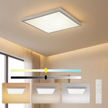 Brilagi - Plafoniera da bagno dimmerabile a LED FRAME SMART LED/50W/230V 60x60 cm 3000-6000K IP44 argento + telecomando incluso