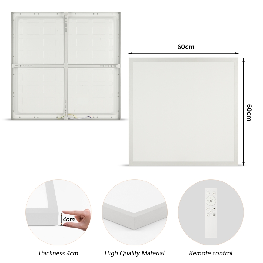 Brilagi - Plafoniera da bagno dimmerabile a LED FRAME SMART LED/50W/230V 60x60 cm 3000-6000K IP44 argento + telecomando incluso