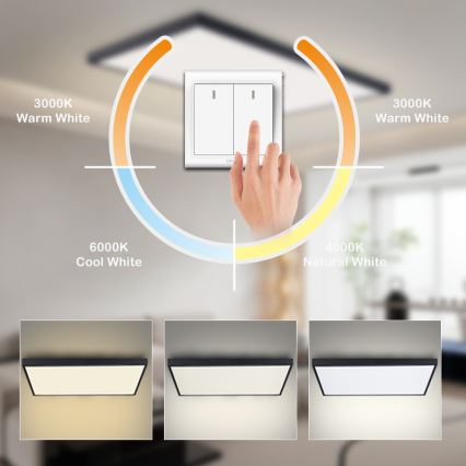 Brilagi - Plafoniera LED da bagno FRAME LED/96W/230V 120x60 cm 3000/4000/6000K IP44 nera