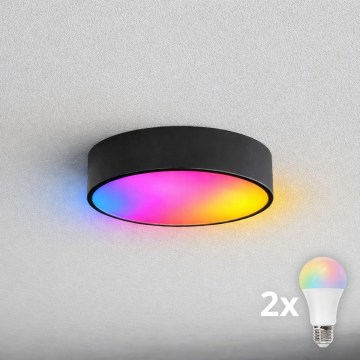 BRILAGI - Plafoniera da bagno LED RGBW dimmerabile CLARE 2xE27/12W/230V 2700-6500K Ø 30 cm IP54 nero