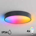 BRILAGI - Plafoniera da bagno LED RGBW dimmerabile CLARE 4xE27/12W/230V Ø 50 cm antracite IP54