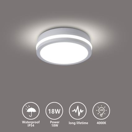 Brilagi - Plafoniera da esterno a LED BENE LED/18W/230V ø 21,5 cm bianca IP54
