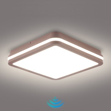 Brilagi - Plafoniera da esterno a LED con sensore BENE LED/24W/230V 26x26 cm marrone IP54