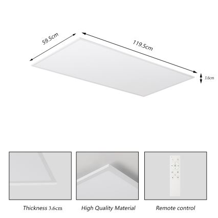 Brilagi - Plafoniera LED dimmerabile SLIMFRAME LED/80W/230V 120x60 cm 3000-6000K bianco + telecomando