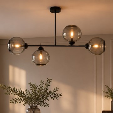 Brilagi - Plafoniera da soffitto DIOR 4xE27/60W/230V nero/grigio fumé
