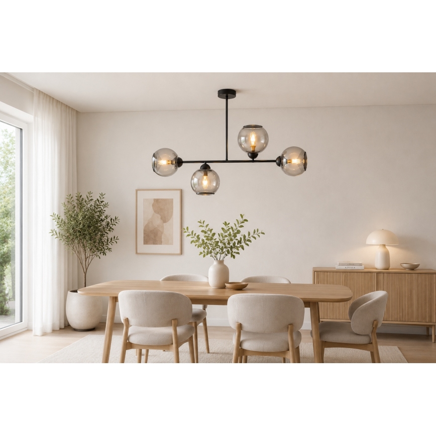 Brilagi - Plafoniera da soffitto DIOR 4xE27/60W/230V nero/grigio fumé