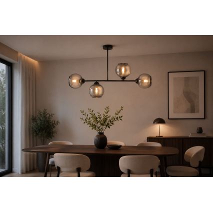 Brilagi - Plafoniera da soffitto DIOR 4xE27/60W/230V nero/grigio fumé