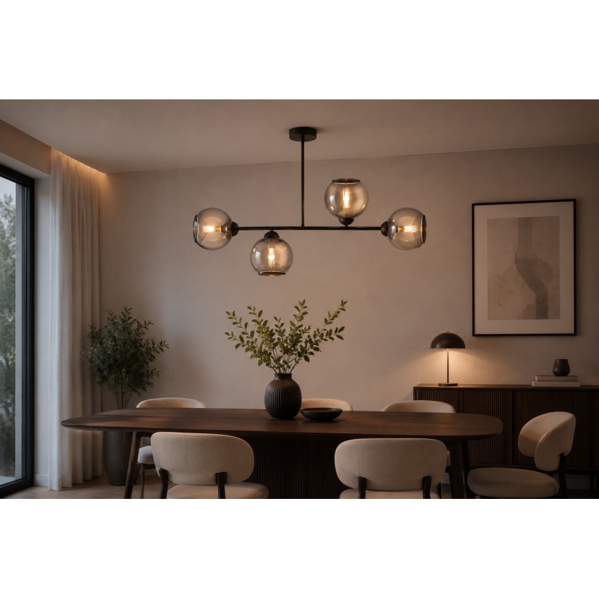 Brilagi - Plafoniera da soffitto DIOR 4xE27/60W/230V nero/grigio fumé