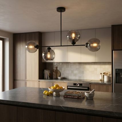 Brilagi - Plafoniera da soffitto DIOR 4xE27/60W/230V nero/grigio fumé