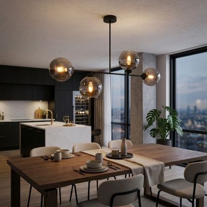 Brilagi - Plafoniera da soffitto DIOR 4xE27/60W/230V nero/grigio fumé