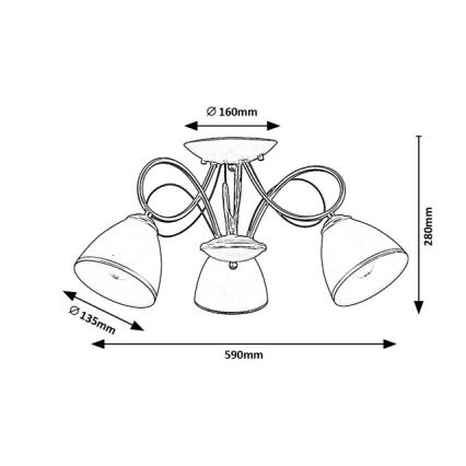 Brilagi - Plafoniera da soffitto FRED 3xE27/60W/230V Ø 59 cm oro