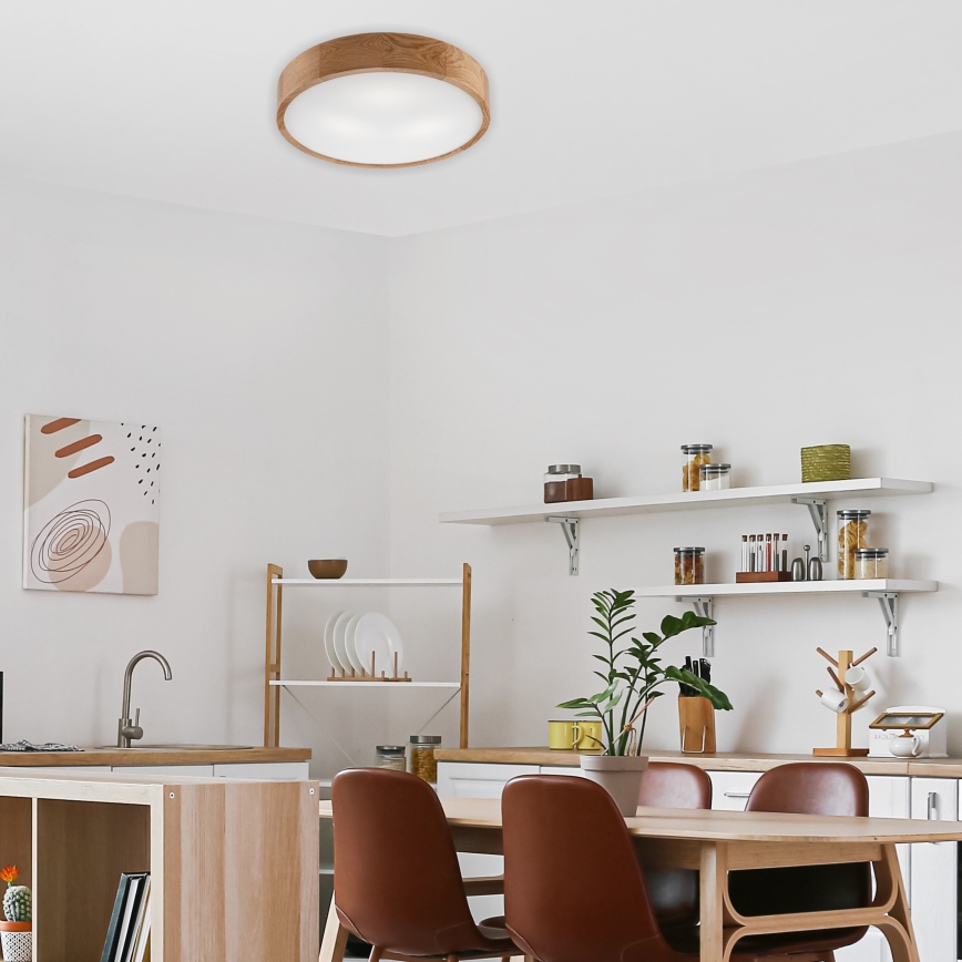 Brilagi - Plafoniera LED RGBW dimmerabile CARVALHO 3xE27/15W/230V 2700-6500K Wi-Fi rovere Ø 47,5 cm