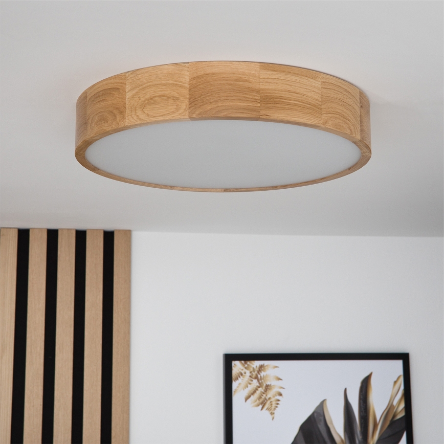 Brilagi - Plafoniera LED RGBW dimmerabile CARVALHO 3xE27/9W/230V 2700-6500K Wi-Fi rovere Ø 47,5 cm