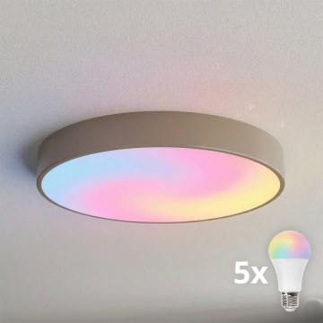 BRILAGI - Plafoniera da soffitto LED RGBW dimmerabile CLARE 5xE27/12W/230V 2700-6500K Ø 60 cm beige