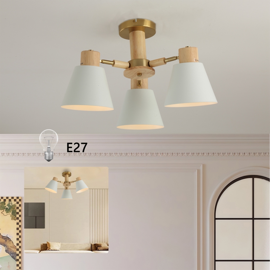 Brilagi - Plafoniera da soffitto LUND WOOD 3xE27/40W/230V Ø 50 cm legno di hevea