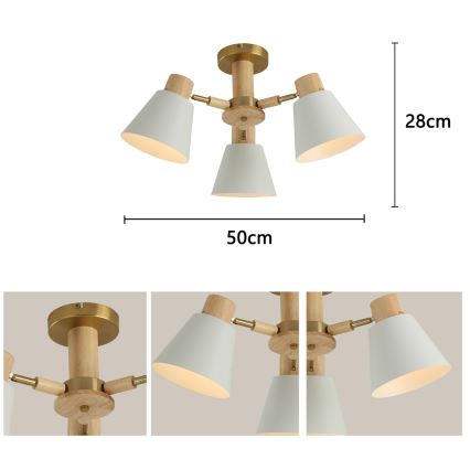 Brilagi - Plafoniera da soffitto LUND WOOD 3xE27/40W/230V Ø 50 cm legno di hevea