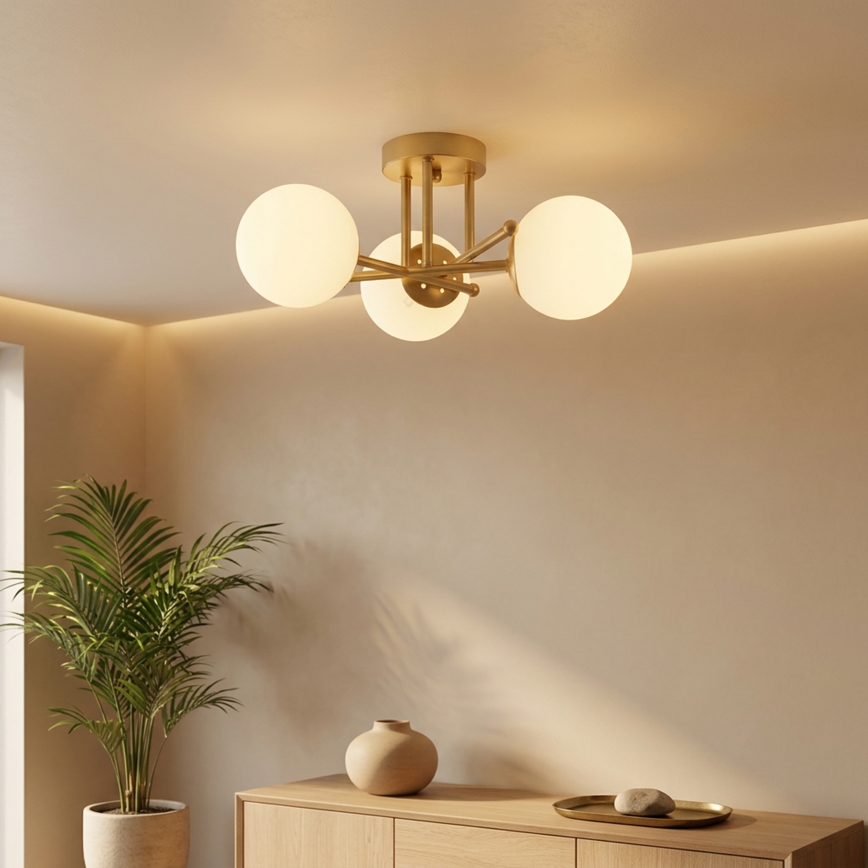 Brilagi - Plafoniera da soffitto MALIVA 3xE14/15W/230V oro/bianco