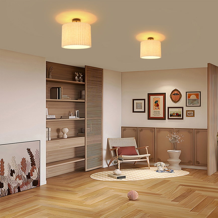 Brilagi - Plafoniera da soffitto NORDIC WAVE 1xE27/15W/230V Ø 32 cm lino/nero