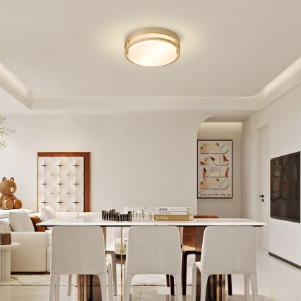 Brilagi - Plafoniera da soffitto ORINO 2xE27/40W/230V Ø 27 cm oro/rovere